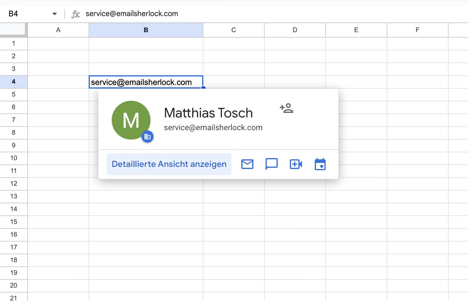 Seek the Google Account Name within Google Sheets